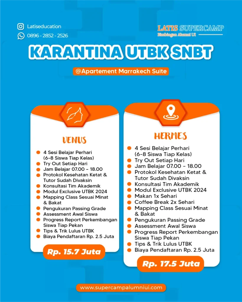 biaya karantina utbk snbt latis supercamp
