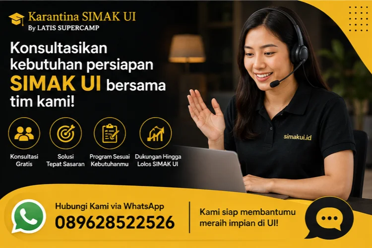 Konsultasikan kebutuhan persiapan SIMAK UI bersama tim kami.